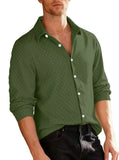 2025 New Jacquard Long Sleeve Button Cardigan Jacket Men's Solid Color Casual Sports Loose Men's Shirt