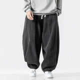 Wiaofellas  -  New Men's Pants Large Japanese Retro Loose Haren Straight Leg Pants Hong Kong Style Wide Leg Cowboy Lantern Pants
