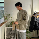 WIAOFELLAS  -  New Winter Men's Sweaters Casual Round Collar Knitting Tops Thickened Pullover Male Loose Tops Niche Design