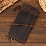WIAOFELLAS  -  Vintage Hasp Open Genuine Cow Leather Men Wallet Large Capacity Crazy Horse Real Leather Man Bifold Purse Clutch Wallet chain