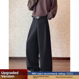 WIAOFELLAS  -  American High Street Casual Pants Men Women Autumn Winter Loose Drapey Slimming Floor-Length Knife- Wide Leg Trousers