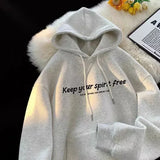 WIAOFELLAS  -  New Letter Printed Hooded Sweatshirts For Men High Street Fashion Pullover Hoodies Y2K Streetwear Oversized Hoody