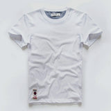 Wiaofellas  -  Retro Distressed Cotton round Neck Short Sleeve T-Shirt Loose Fit Basic Color Summer Youth Fashion Standard Tailoring Male Top