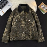 WIAOFELLAS  -  Ancient leopard print double-sided lamb fur jacket for men's winter casual lapel lamb jacket Man jacket
