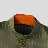 WIAOFELLAS  -  Men Striped Sets Stand Collar Sleeveless Vests & Pants Two Pieces Sets Streetwear Loose Fashion Men's Casual Suits S-5XL