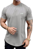 Wiaofellas  -  Men's Short Sleeve Sport T-Shirt Summer Solid Color Roung Neck Gym Slim Tees Youth Casual Breathe Running Top