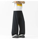 WIAOFELLAS  -  New Summer Men's Casual Pants Drawstring Contrast Color Patchwork Wide Leg Elastic Waist Straight Loose Male Bottom