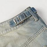 Wiaofellas  -  Y2K Washed Denim Shorts Vintage Blue Wide Leg Jeans Shorts For Men Summer Loose Casual Hole Ripped Shorts Blue ﻿Sweatpants Pants
