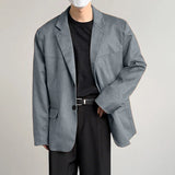 WIAOFELLAS  -  Men Blazer Solid Color Lapel Long Sleeve Button Casual Suit Men Streetwear Loose Fashion Leisure Male Thin Coats S-5XL