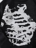 WIAOFELLAS  -  New Popular Autumn and Winter Dinosaur Skeleton Jacquard Pattern Pullover Sweater Casual Round Neck Knitted Men's Pullover