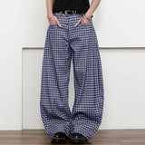 WIAOFELLAS  -  Men Plaid Pants Button Joggers Loose Casual Trousers Men Streetwear 2025 Fashion Leisure Male Wide Leg Long Pants S-5XL