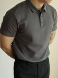 WIAOFELLAS  -  Fashionable Mens Slim Fit Polo Shirts Short Sleeve Button Turn-down Collar Polo Shirt Spring Summer Casual Men Solid Color Polos
