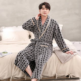 Wiaofellas  -  Men Sleepwear Robe Winter Flannel Thicken Terry Robe Male Long Sleeve Kimono Warm Bathrobe Home Wear Peignoir Men Robe