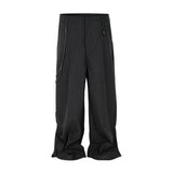 WIAOFELLAS  -  High Street Striped Chain Hanging Suit Trousers for Men Patchwork Straight Loose Casual Pants Oversized Wide Leg Cargos