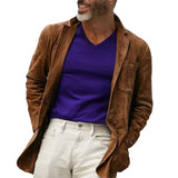 Wiaofellas  -  Autumn Winter New Style Men's Turn-Down Collar Solid Color Jacket Coat
