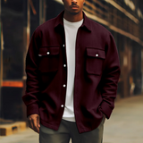 WIAOFELLAS  -  Jacket for Men Reddish brown Long Sleeve Turn-down Collar Coat Casual