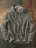 WIAOFELLAS  -  Spring Fall Sports Hoodies Mens Long Sleeve Loose Drawstring Hooded Sweatshirt Men Fashion Striped Waffle Hoodie T Shirts