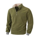 WIAOFELLAS  -  Personalized Autumn and Winter Casual Stand Collar Zipper Pullover Men's Long-sleeved Solid Color Zipper Splicing Pullover