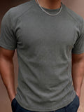 WIAOFELLAS  -  New Casual Mens Short Sleeve T Shirts Flannel Solid Color Elastic Slim Fit T-shirt Men Spring Summer Fashionable Pullovers