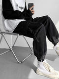 WIAOFELLAS  -  Spring Autumn Dark Functional Tooling Jeans Men's Straight-tube Trend Loose Ankle-length Casual Leggings Denim Pants