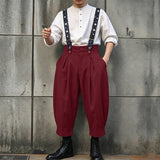 Wiaofellas  -  Men's Jumpsuits Print Patchwork Sleeveless Straps Romper For Man Streetwear Loose Fashion Casual Male Suspender Overalls