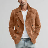 WIAOFELLAS  -  Classic Mens Double-breasted Jacket Vintage Turn-down Collar Long Sleeve Slim Cropped Jackets 2026 Spring Men Fashion Outerwear