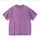 Wiaofellas  -  Washed T-shirts for Old Retro Trendy Brands in High Street Summer Short-sleeved Men