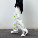 Wiaofellas  -  Vibe Style Pants Graffiti Tie-dye Printed Jeans Men and Women Straight Trousers