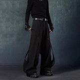 WIAOFELLAS  -  Spring New Men's Wide-Leg Patchwork Trousers American Retro Fashion Trendy High Street Loose Casual Niche Men's Bottoms
