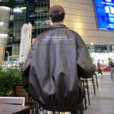 Wiaofellas  -  Men's New Winter Leather Jacket South Korea Trendy Loose PU Coat Letter Printed Thickening Coat Korean Reviews Many Clothes