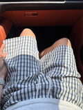 Wiaofellas  -  Blue Plaid Bubble orts Men Summer Thin Qui Dry Beach Pants American Casual Sports Five-Quarter Length Trousers