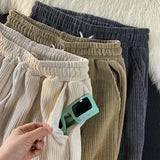 Wiaofellas  -  Corduroy Pants Men Spring Autumn Pants Men's Work Baggy Homme Casual Pants Korean Style Black Loose Straight Pants Streetwear