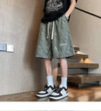WIAOFELLAS  -  Fashion New Men's Letter Print Tie Dye Drawstring Design Shorts Trendy Summer High-waisted Loose Short Pants Male