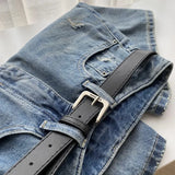 WIAOFELLAS  -  2025 New Men's Summer Solid Color Thin Shorts Male High Street Loose Denim Shorts Men Ripped Holes Straight Short Pants P895