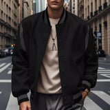 WIAOFELLAS  -  Spring and Autumn New Mens Y2K Baseball Jacket Sweater Fashion Plus Velvet Style Splicing Single-Breasted Flight Jacket Men
