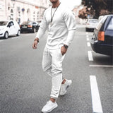 WIAOFELLAS  -  Long Sve Two-Piece Suit for Men Casual Sportswear Spring Season Outerwear Long Pants No Brand Registered Trademark