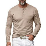 Wiaofellas  -  Daily Casual O Neck Pullover For Men Trendy Looe Breathable Shirts Men Autumn Outdoor Solid Color Long Sleeve Tops