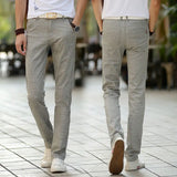 Wiaofellas  -  Summer Thin Straight Elastic Breathable Ice Silk Casual Pants for Men's Youth Business Slim Straight Versatile Trousers