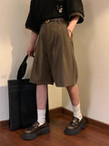 WIAOFELLAS  -  Summer Japanese Retro Simple Solid Color Casual Trousers Men Women Loose Wide-leg Shorts Fashionable and Trendy Five-point Pants