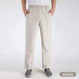 Wiaofellas  -  Loose Linen Cotton Casual Pants for Men Straight Leg High Waist Summer Comfortable Men's Loose Fit Trousers