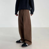 WIAOFELLAS  -  Autumn Winter Men's Cotton Wide Leg Floor Suit Pants Korean Casual Loose Straight  Thicken Full Length Trousers Male Keep Warm