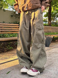 Wiaofellas  -  Retro Japanese Style Work Pants Men's Women's Straight Leg Cuffed Casual Trousers Heavy Duty Drapey Floor Length BF