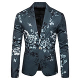 WIAOFELLAS  -  Mens Floral Print Blazer Jacket Men Korean Trend Streetwear Hip Hop Casual Suit Male Slim Fit Blazers Masculino Homme Coat