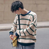 Wiaofellas  Men Brand Sweater Sweaters Pullover Men Casual Striped O-Neck Knitted Sweaters Men Clothing Autumn Winter Knitwear D127