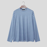 WIAOFELLAS  -  2026 Men Striped T Shirt O-neck Long Sleeve Korean Style Male Basic Tee Tops Streetwear Stylish Casual Men Clothing