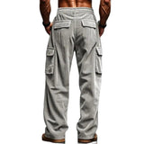 WIAOFELLAS  -  Men's Pants Corduroy Autumn Casual Breathable Wide-leg Multi-pocket Straight Trousers Loose Bottoms PLus Size XXXL