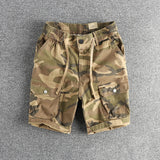 WIAOFELLAS  -  Heavy wash to do old camouflage cargo casual shorts men's American retro trend summer new loose straight pants