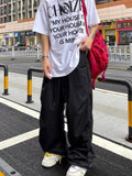 WIAOFELLAS  -  New High Street Retro Paratrooper Cargo Pants Men and Women Korean Fashion Streetwear Drawstring Loose Straight Wide Leg Pants