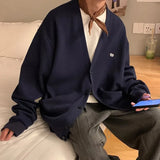 WIAOFELLAS  -  Casual Sweatshirt Men Cardigan Spring Autumn Japanese College Single-Breasted Loose Couple Jacket Fashion V Neck Solid Coat