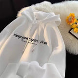 WIAOFELLAS  -  New Letter Printed Hooded Sweatshirts For Men High Street Fashion Pullover Hoodies Y2K Streetwear Oversized Hoody
